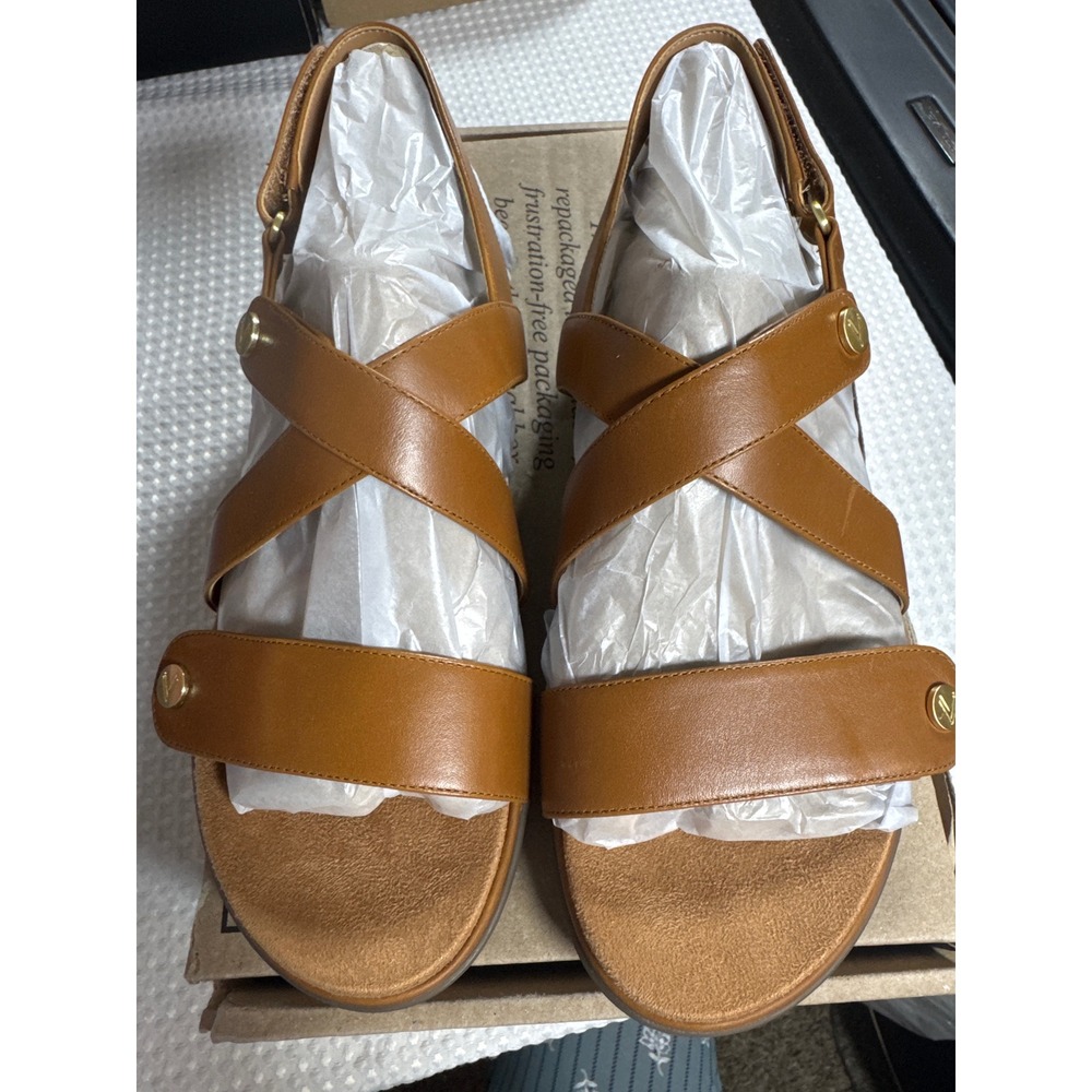 Vionic Sandals Women 9 Cypress Tan Leather Strappy Arch Support NWOB
